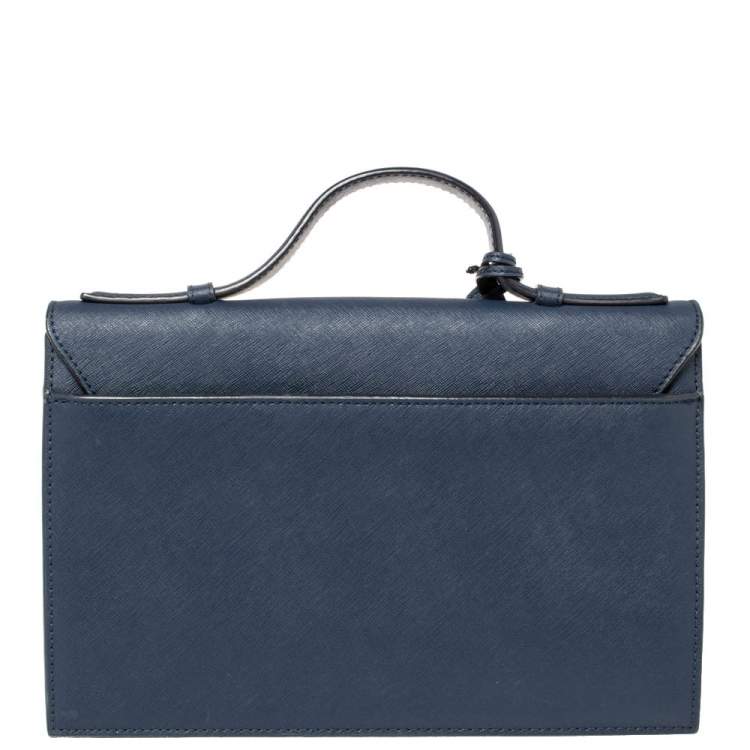 Pre Owned DKNY Navy Blue Leather Top Handle Bag