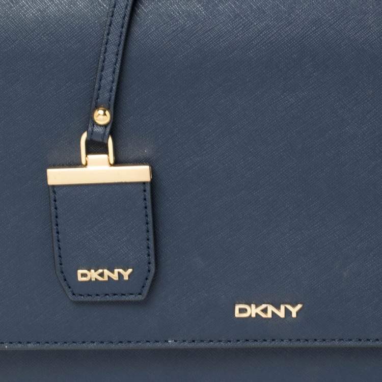 Pre Owned DKNY Navy Blue Leather Top Handle Bag