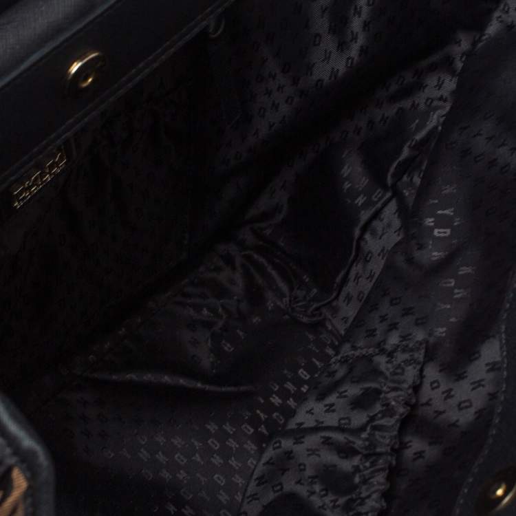 Pre Owned DKNY Black/Brown Leather And Signature Canvas Donna Karan Tote