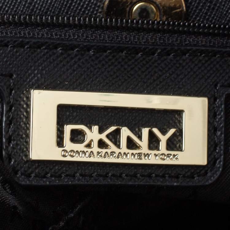 Pre Owned DKNY Black/Brown Leather And Signature Canvas Donna Karan Tote