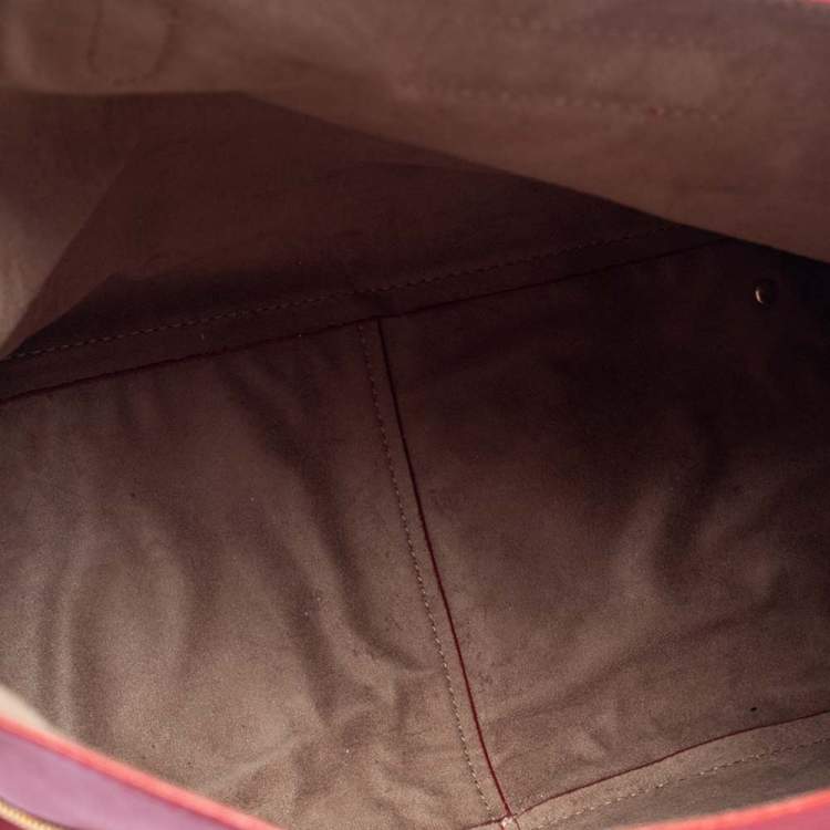 Pre Owned DKNY Red Leather Zip Side Shopper Tote