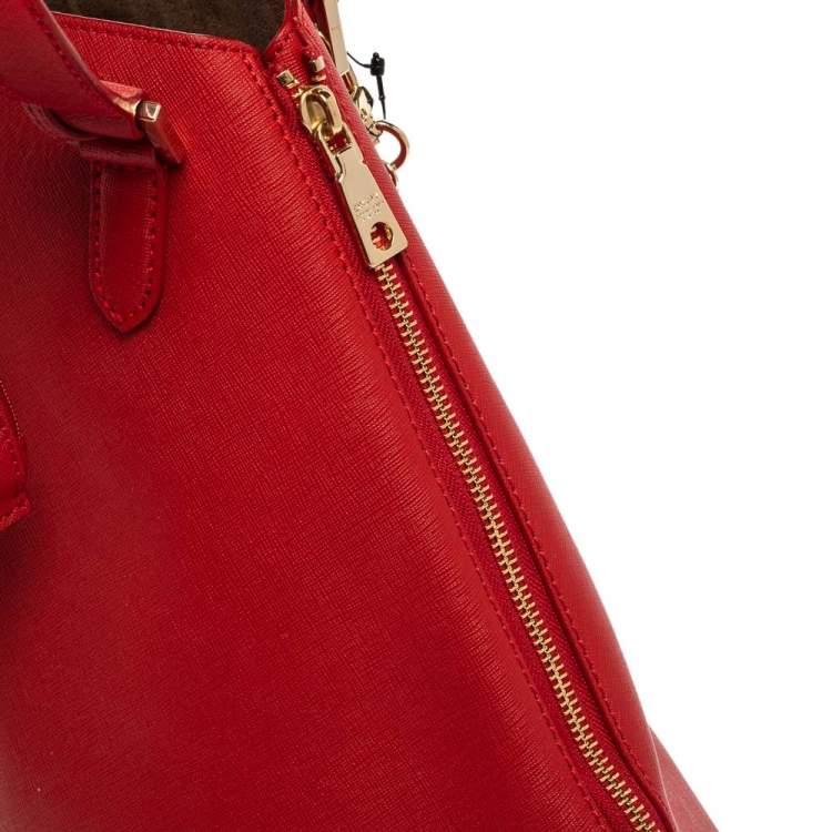 Pre Owned DKNY Red Leather Zip Side Shopper Tote