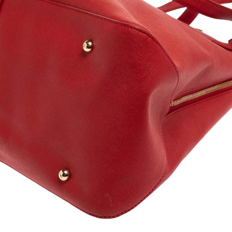 Pre Owned DKNY Red Leather Zip Side Shopper Tote