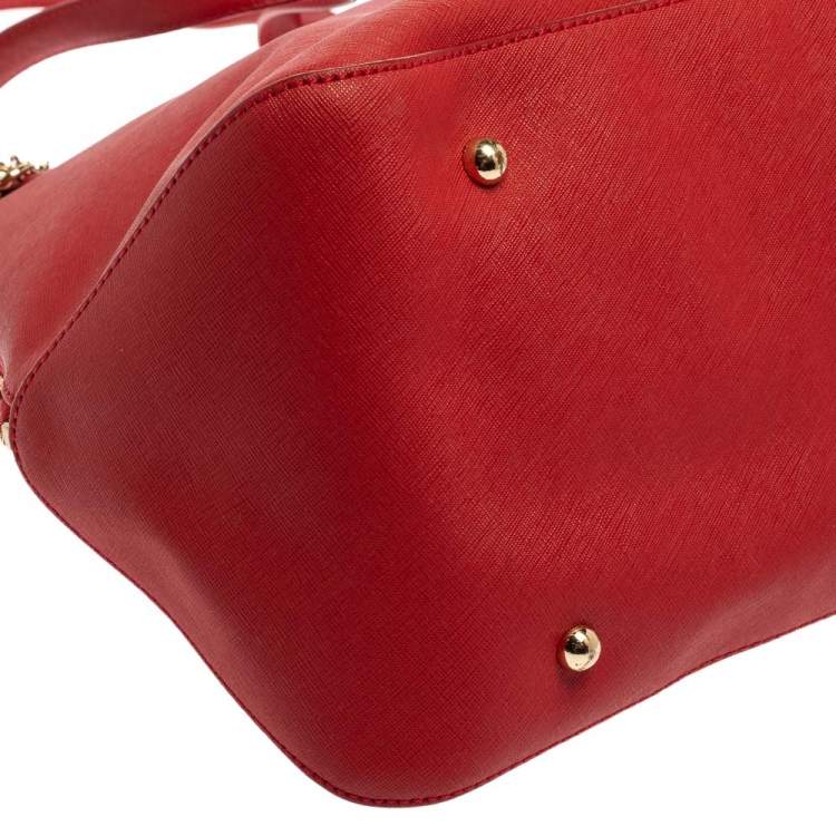 Pre Owned DKNY Red Leather Zip Side Shopper Tote