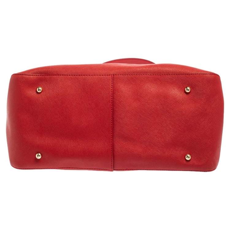 Pre Owned DKNY Red Leather Zip Side Shopper Tote
