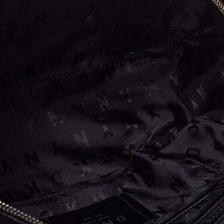 Pre Owned DKNY Black Leather Zip Satchel