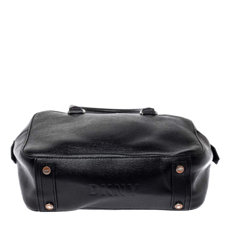 Pre Owned DKNY Black Leather Zip Satchel