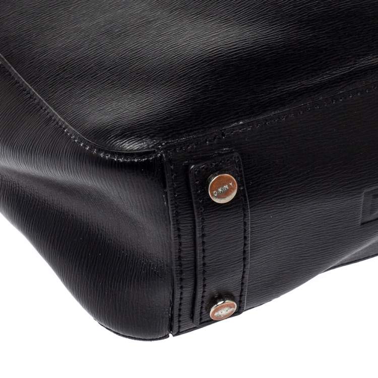Pre Owned DKNY Black Leather Zip Satchel
