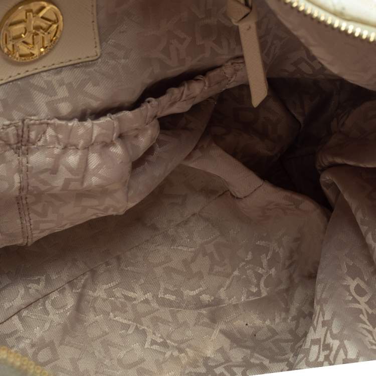 Pre Owned DKNY White Leather Hobo