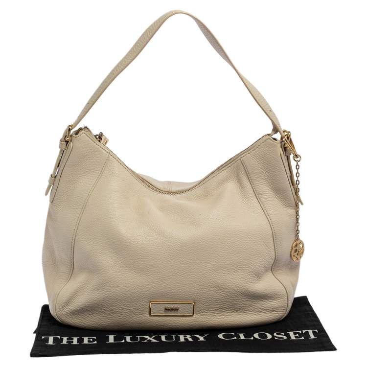 Pre Owned DKNY White Leather Hobo