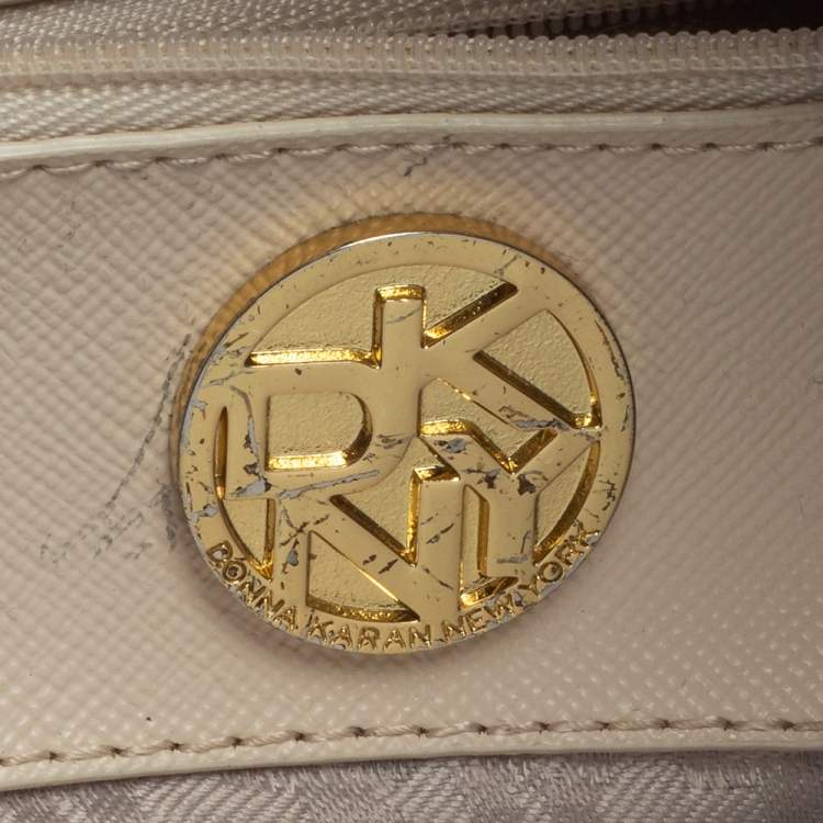 Pre Owned DKNY White Leather Hobo