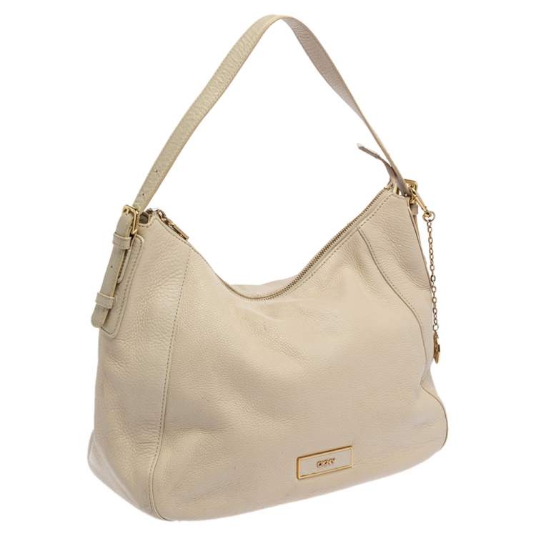 Pre Owned DKNY White Leather Hobo