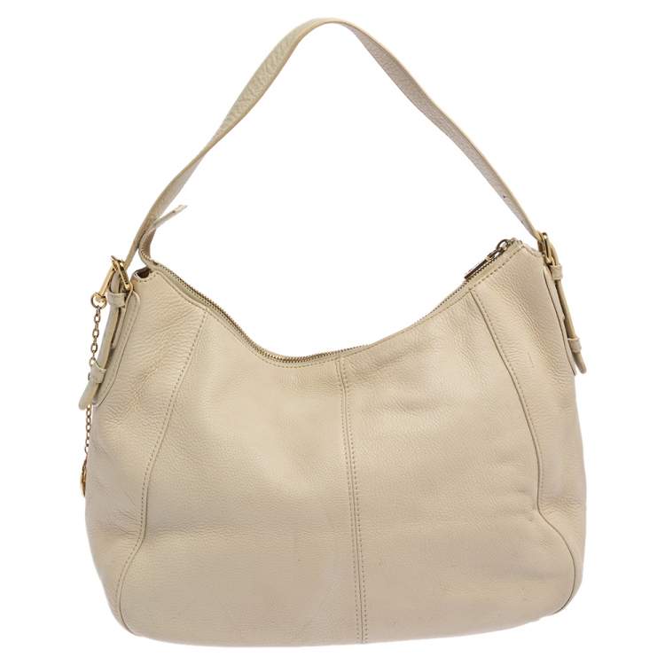 Pre Owned DKNY White Leather Hobo