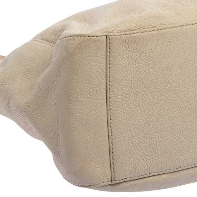 Pre Owned DKNY White Leather Hobo