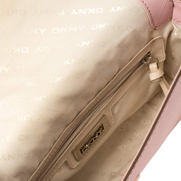 Pre Owned DKNY Pink Leather Bryant Park Flap Crossbody Bag