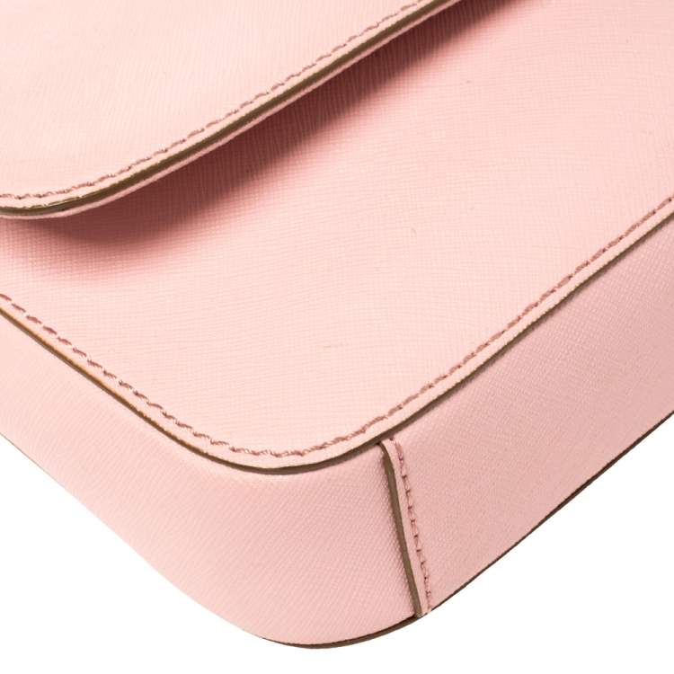 Pre Owned DKNY Pink Leather Bryant Park Flap Crossbody Bag
