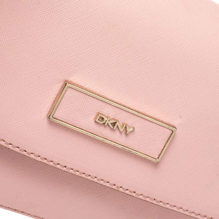 Pre Owned DKNY Pink Leather Bryant Park Flap Crossbody Bag