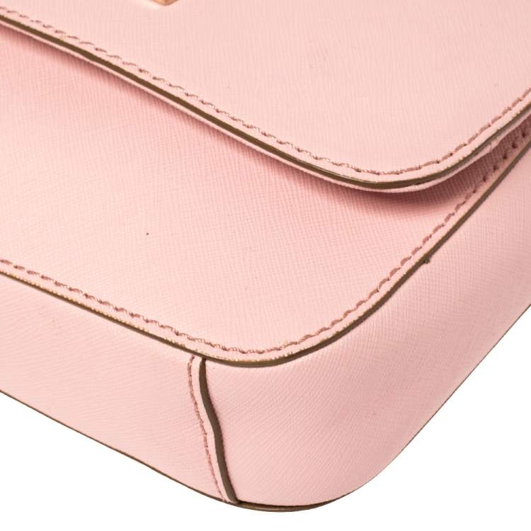 Pre Owned DKNY Pink Leather Bryant Park Flap Crossbody Bag