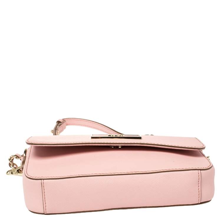 Pre Owned DKNY Pink Leather Bryant Park Flap Crossbody Bag