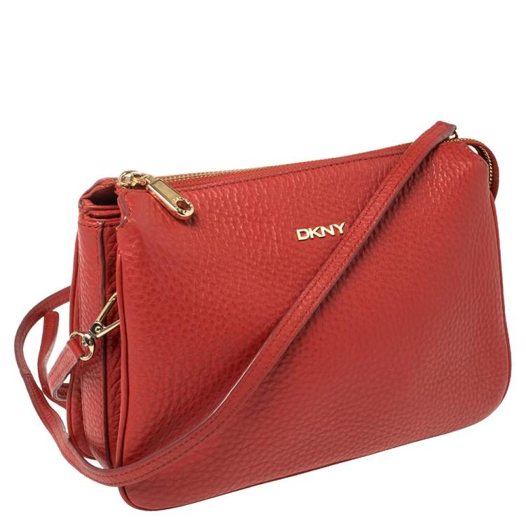 Dkny Red Leather Zipped Crossbody Bag Dkny | The Luxury Closet