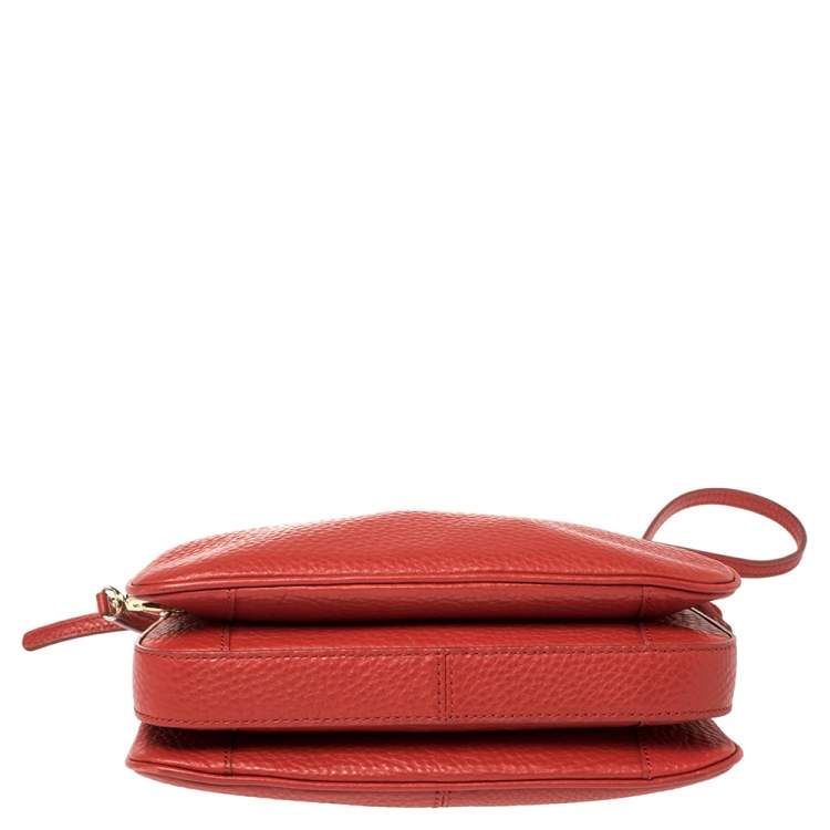 Pre Owned Dkny Red Leather Zipped Crossbody Bag