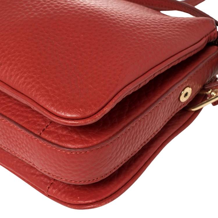 Pre Owned Dkny Red Leather Zipped Crossbody Bag