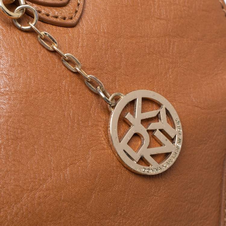 مملوكة مسبقًا Dkny Tan Leather Beekman French Whipstitch Trim Tote
