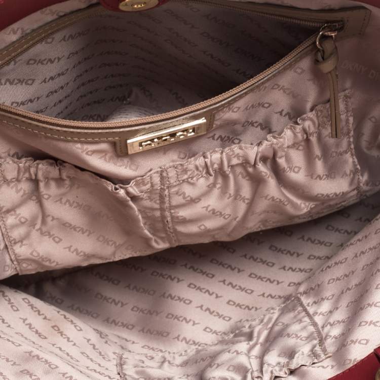 Pre Owned DKNY Red Leather Dona Karan Tote