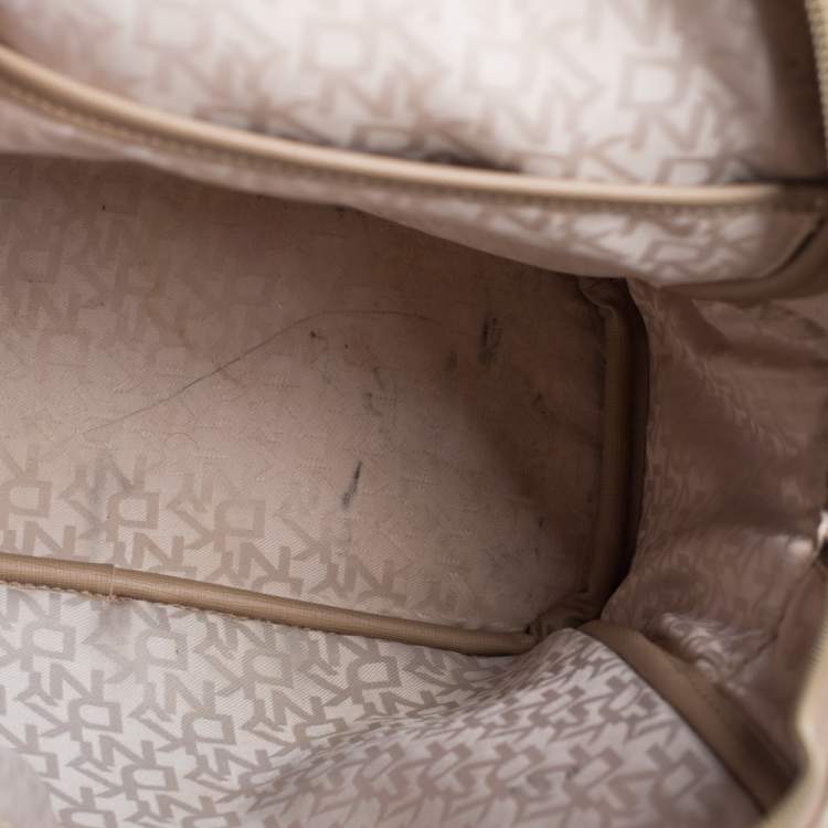 Pre Owned DKNY Beige/Brown Signature Coated Canvas and Leather Casey Backpack