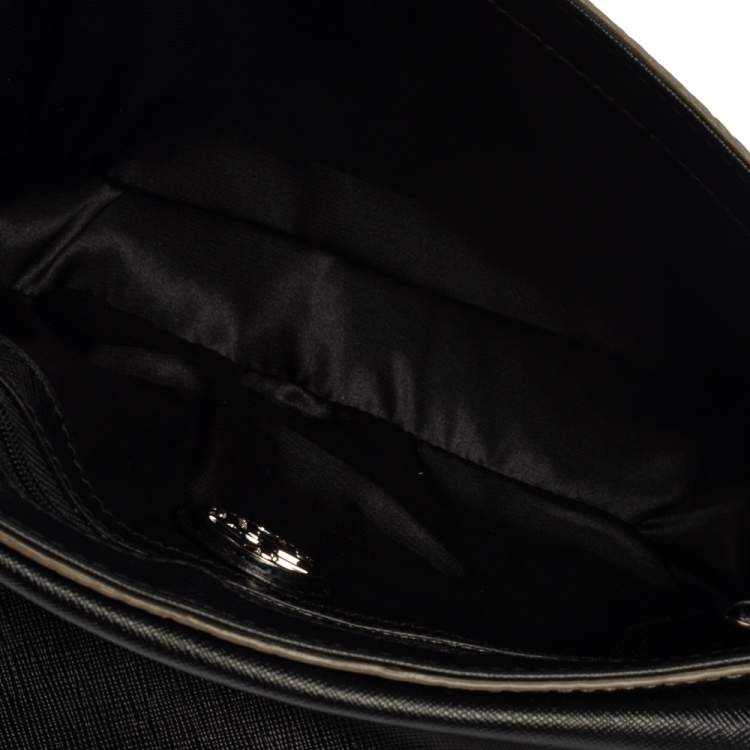 Pre Owned DKNY Metallic Grey Leather Flap Chain Clutch