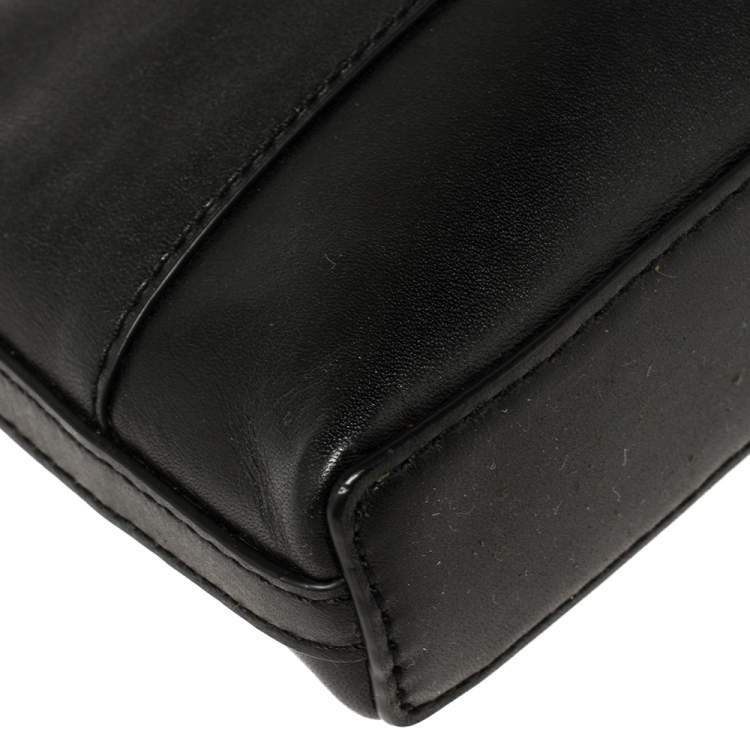 Pre Owned DKNY Black Leather Fringe Clutch
