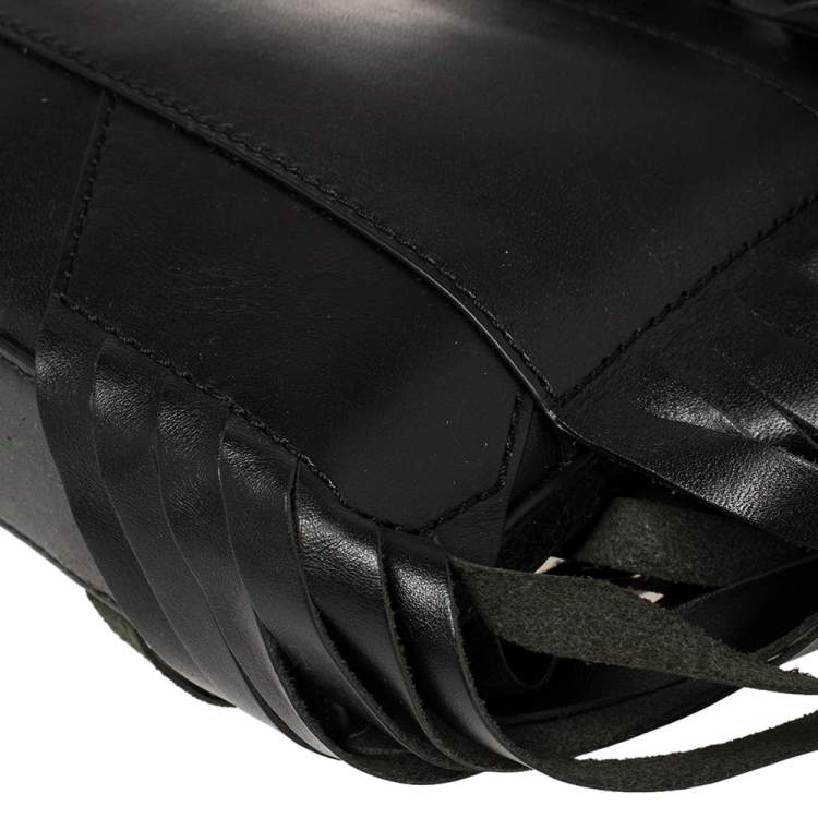 Pre Owned DKNY Black Leather Fringe Clutch