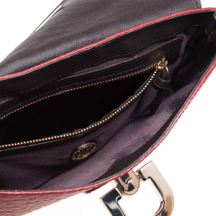 Pre Owned DKNY Red Grain Leather Flap Shoulder Bag