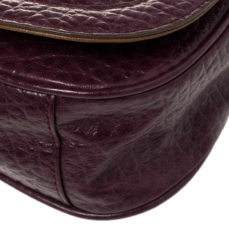 Pre Owned DKNY Purple Leather Flap Top Handle Bag
