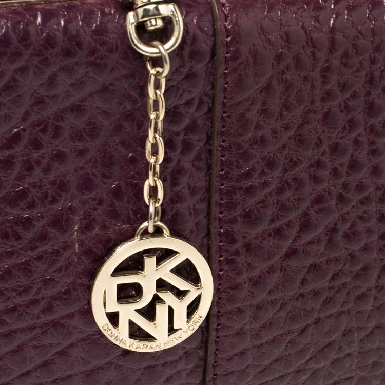 Pre Owned DKNY Purple Leather Flap Top Handle Bag