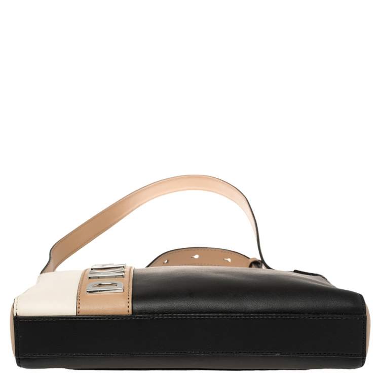 Pre Owned DKNY Tri Color Leather Metal Logo Crossbody Bag