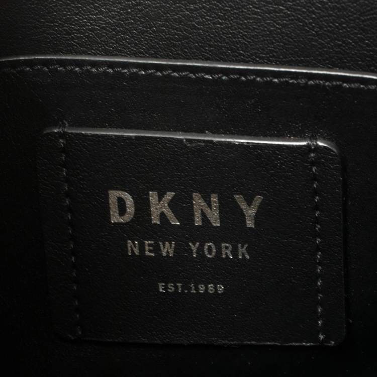 Pre Owned DKNY Tri Color Leather Metal Logo Crossbody Bag