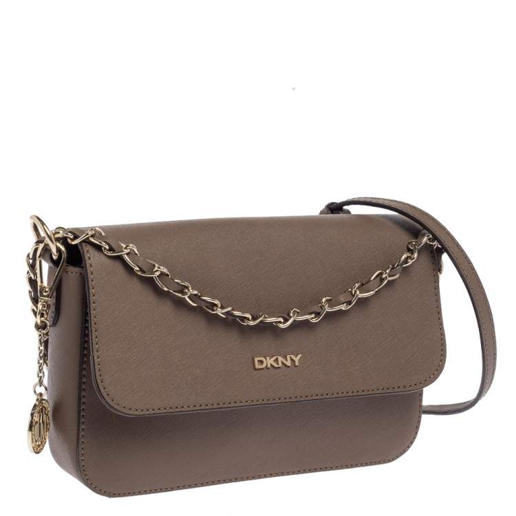 Pre Owned DKNY Brown Saffiano Leather Bryant Park Crossbody Bag