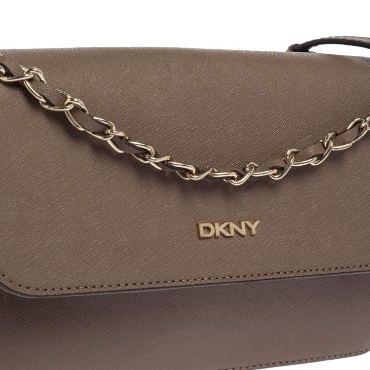 Pre Owned DKNY Brown Saffiano Leather Bryant Park Crossbody Bag