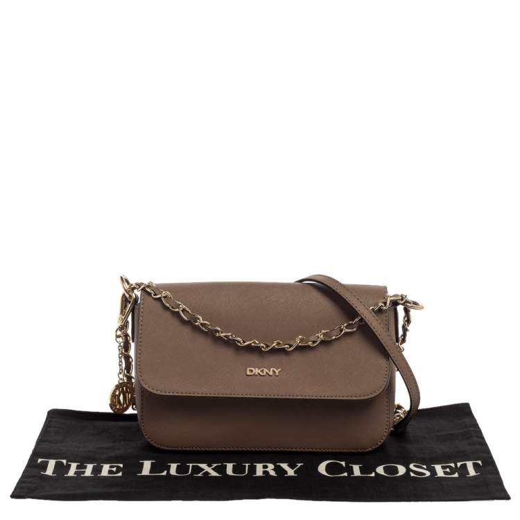 Pre Owned DKNY Brown Saffiano Leather Bryant Park Crossbody Bag