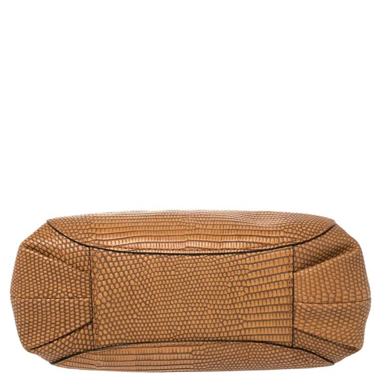 Pre Owned DKNY Brown Lizard Embossed Leather Chain Shoulder Bag