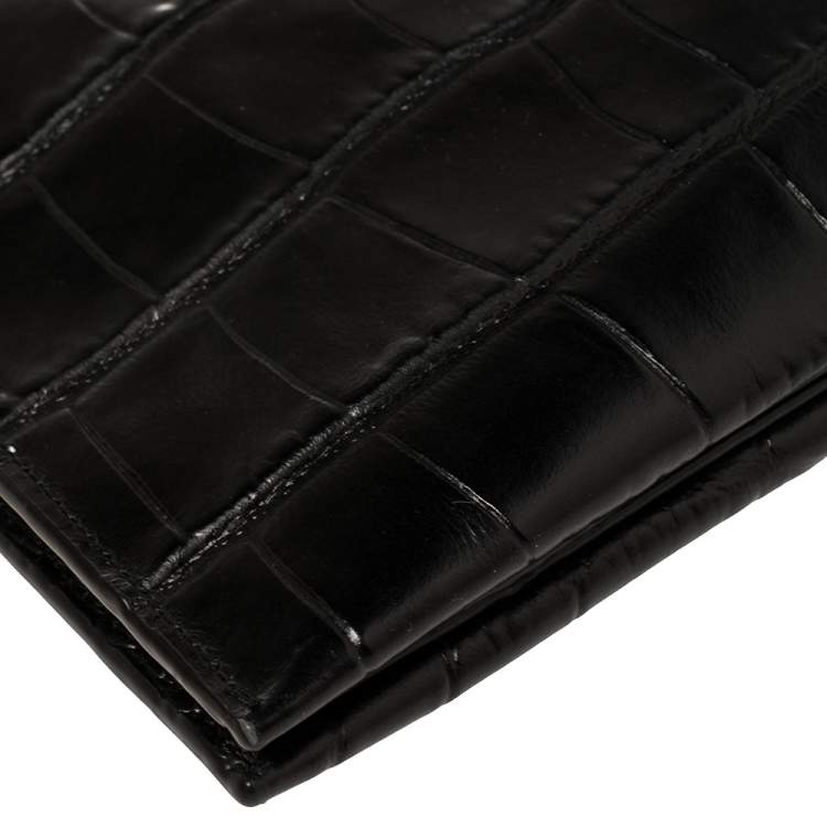 Pre Owned Dkny Black Croc Embossed Leather Shoulder Bag