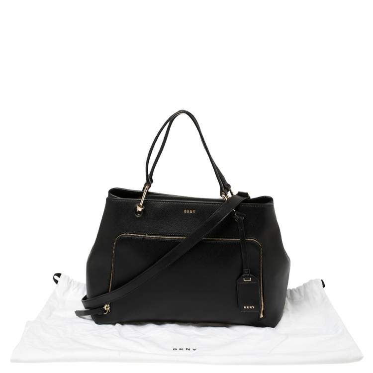 Pre Owned Dkny Black Saffiano Leather Bryant Park Front Pocket Satchel
