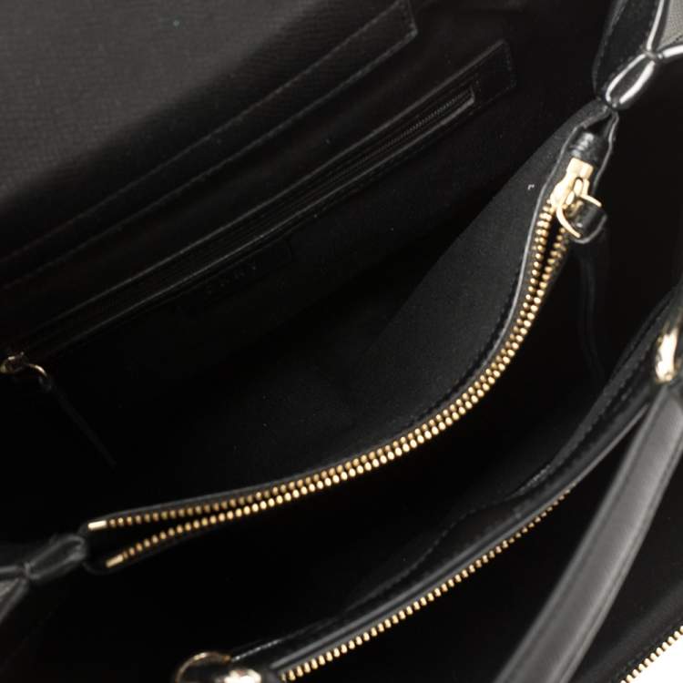 Pre Owned Dkny Black Saffiano Leather Bryant Park Front Pocket Satchel