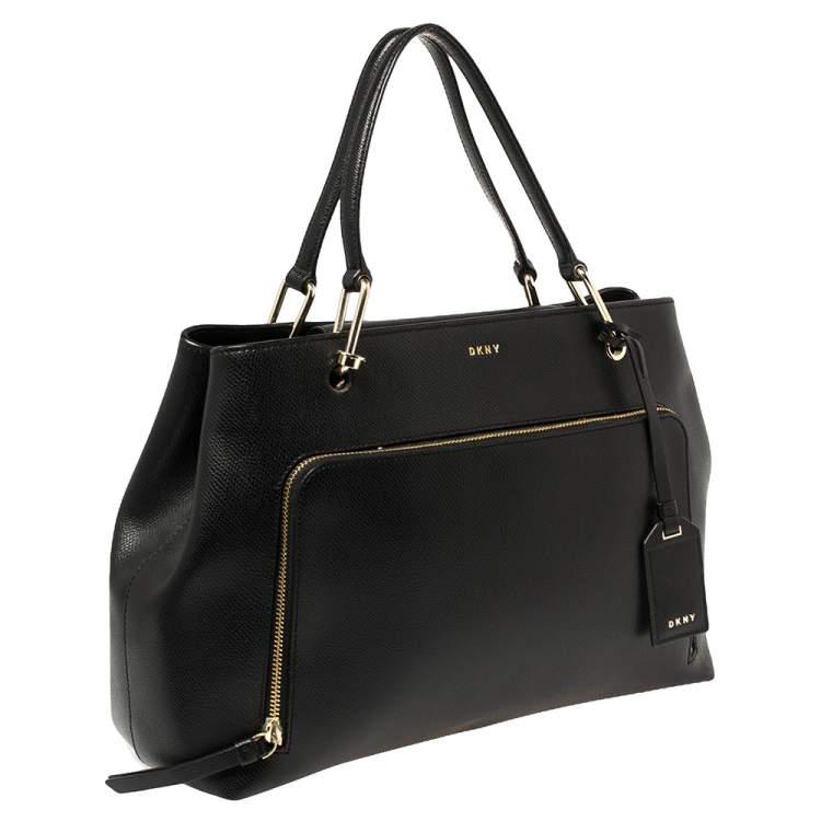 Pre Owned Dkny Black Saffiano Leather Bryant Park Front Pocket Satchel