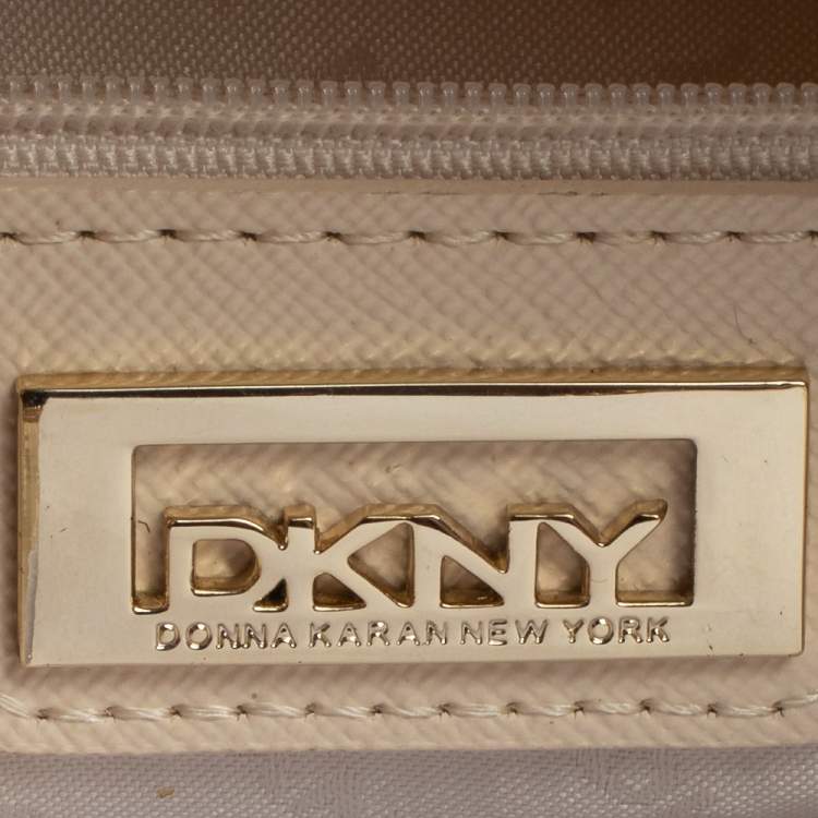 Pre Owned DKNY Beige Monogram Canvas Boston Bag
