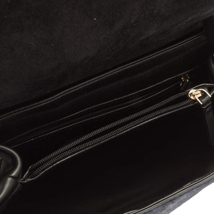 Pre Owned DKNY Blue/Black Calf Hair and Leather Greenwich Top Handle Bag