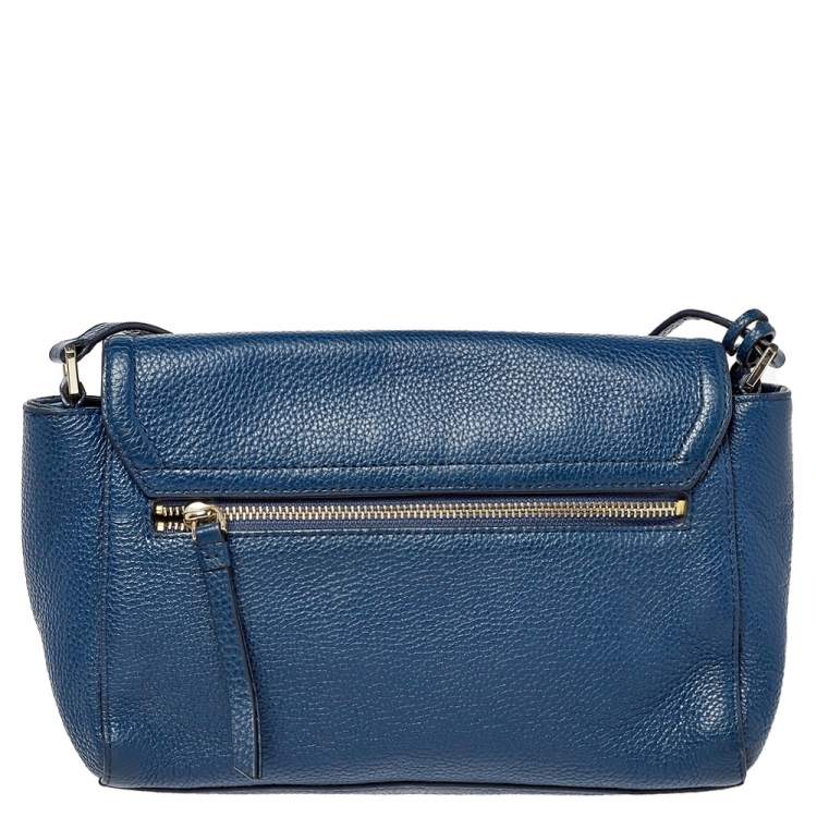 Pre Owned Dkny Blue Leather Flap Crossbody Bag