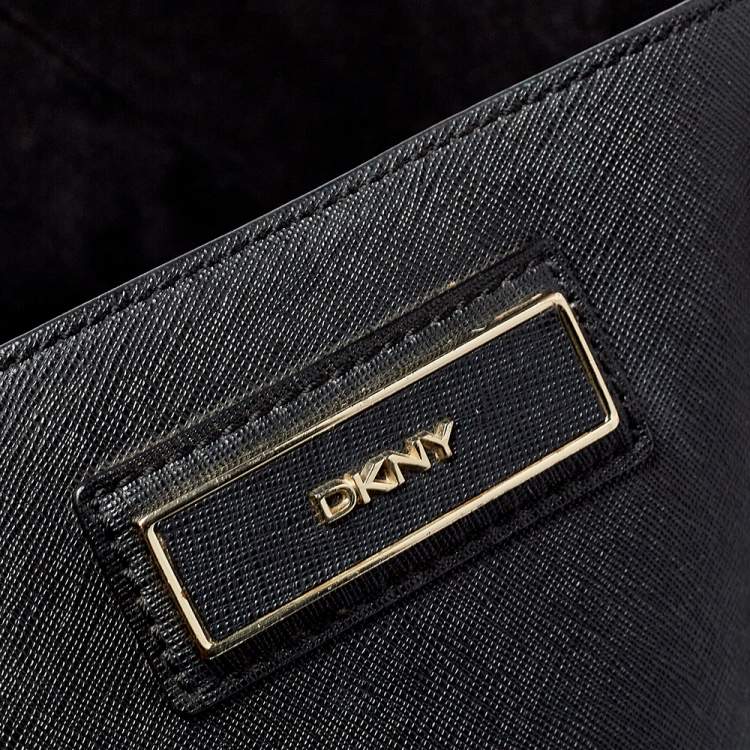 Pre Owned DKNY Black Saffiano Leather Double Zip Tote