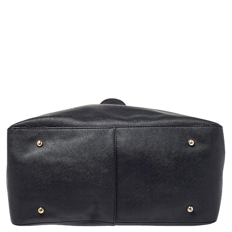 Pre Owned DKNY Black Saffiano Leather Double Zip Tote
